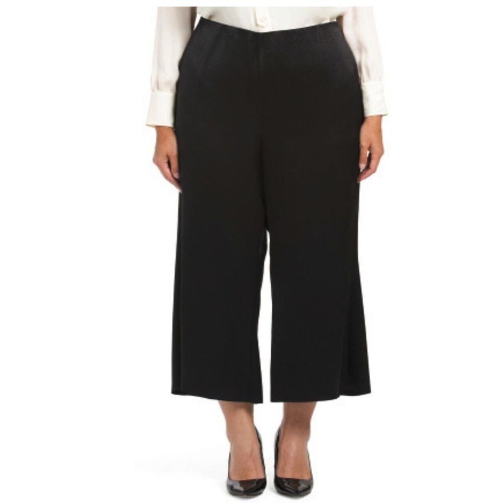 NWT VINCE Black Plus Satin Wide Flare Leg Pants size 20
